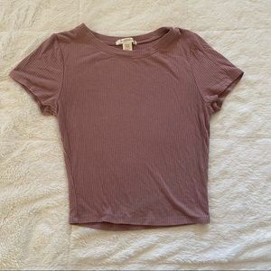 Rose Pink Bozzolo Ribbed Cropped Tee